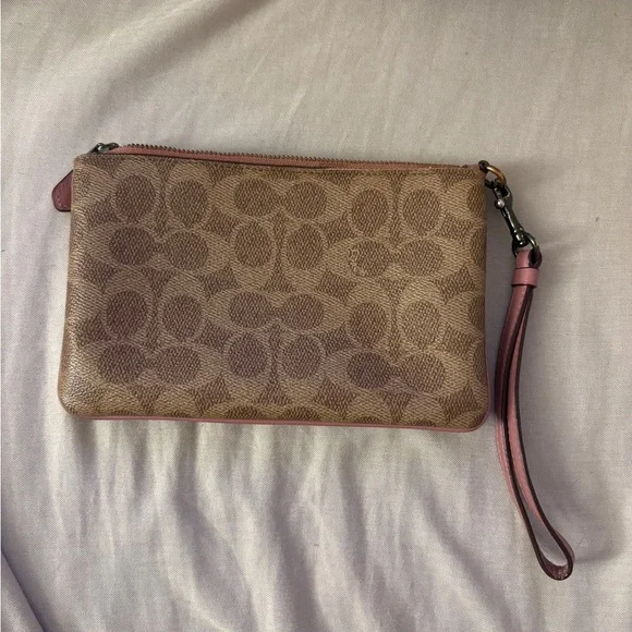 Pink and Brown Coach Wristlet - Picture 2 of 3